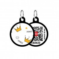 Адресник WAUDOG Smart ID с QR паспортом, рисунок "Короны", круг, 25 мм, черный