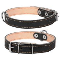 Ошейник двойной CoLLaR черный, кожа, Размер: xs (27-35 см)