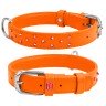 Ошейник WAUDOG Glamour с клеевыми стразами оранжевый, кожа, Размер: M (38-49 см)