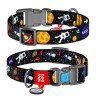 Ошейник WAUDOG Nylon с QR паспортом, рисунок "NASA", пластиковый фастекс Разноцветный, Нейлон, Размер: M (31-49  см)