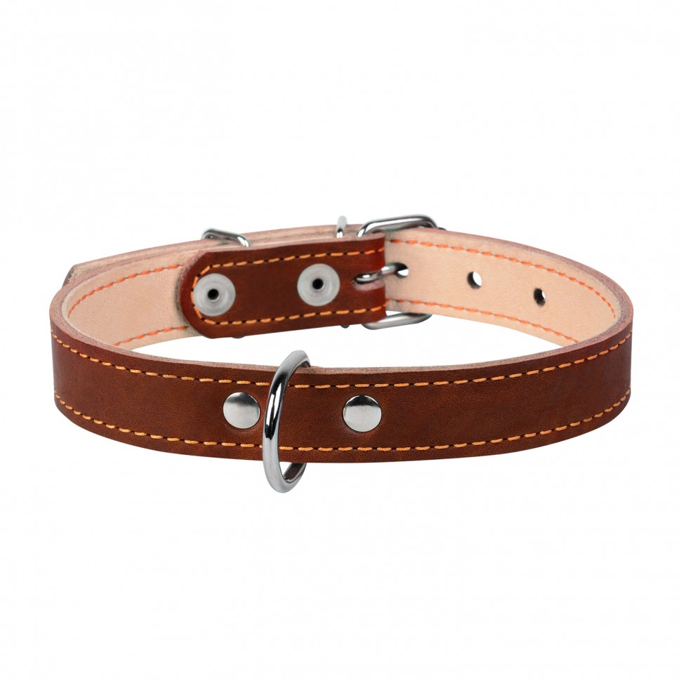 Ошейник двойной CoLLaR коричневый, кожа, Размер: xs (27-35 см)