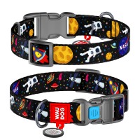 Ошейник WAUDOG Nylon с QR паспортом, рисунок "NASA", пластиковый фастекс Разноцветный, Нейлон, Размер: L (35-58  см)