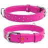 Ошейник WAUDOG Glamour с клеевыми стразами розовый, кожа, Размер: M (38-49 см)