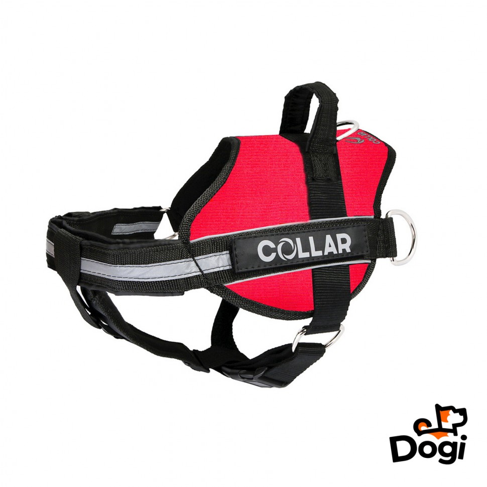 Шлея  DOG Extreme серия POLICE N 5 с фонариком красный, нейлон, Обхват груди 77-92 см