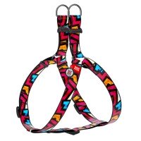 Шлея WAUDOG Nylon с QR паспортом, рисунок "Граффити"  Разноцветный, нейлон, Обхват груди 40-55 см