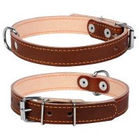Ошейник двойной CoLLaR коричневый, кожа, Размер: s (32-40 см)