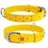 Ошейник WAUDOG Glamour с клеевыми стразами желтый, кожа, Размер: M (38-49 см)