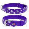 Ошейник WAUDOG Glamour с узором "Звездочка" Фиолетовый, кожа, Размер: L (46-60 см)