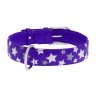 Ошейник WAUDOG Glamour с узором "Звездочка" Фиолетовый, кожа, Размер: L (46-60 см)
