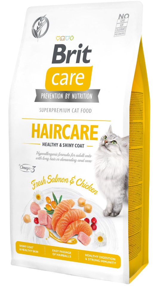 Brit Care Cat GF Haircare Healthy & Shiny Coat, 7кг (здоровья кожи и шерсти)