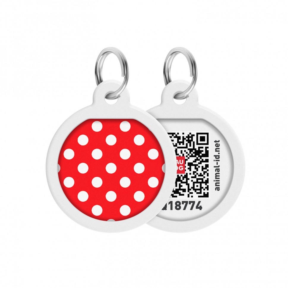 Адресник WAUDOG Smart ID с QR паспортом, премиум, рисунок "Горох"