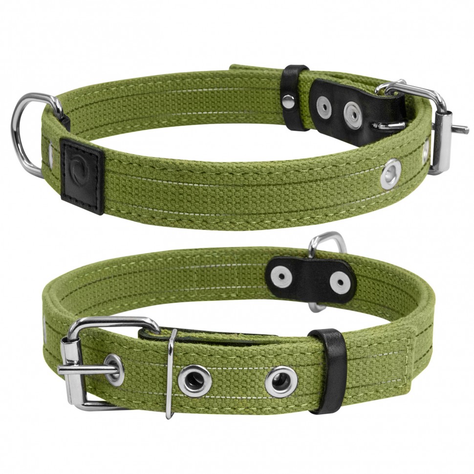 Ошейник двойной CoLLaR зеленый, брезент, Размер: s (31-41 см)