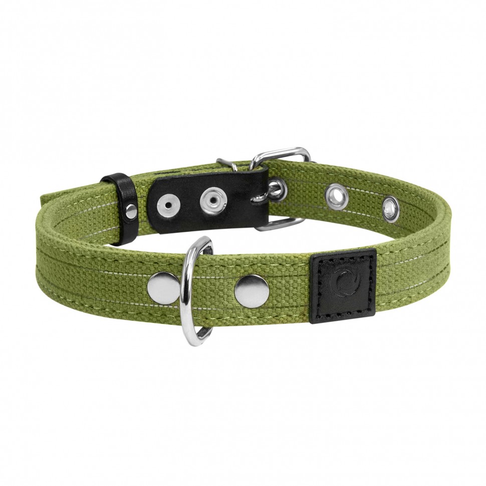Ошейник двойной CoLLaR зеленый, брезент, Размер: s (31-41 см)