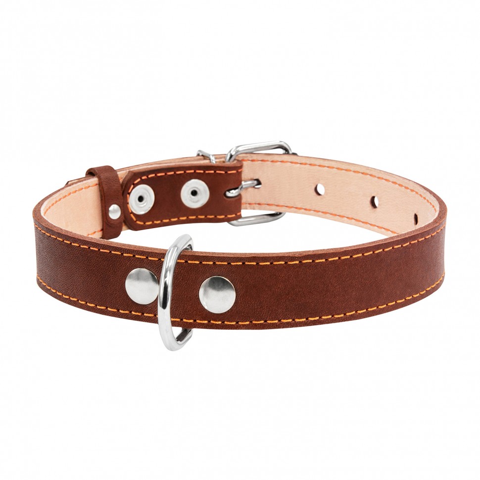 Ошейник двойной CoLLaR коричневый, кожа, Размер: M (38-50 см)