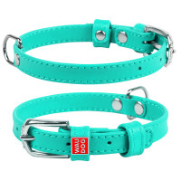 Ошейник WAUDOG Glamour без украшений  Ментоловый, кожа, Размер: XS (21-29 см)