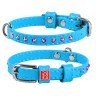 Ошейник WAUDOG Glamour с клеевыми стразами Голубой, кожа, Размер: XS (18-21 см)