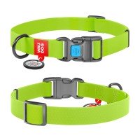 Ошейник WAUDOG Waterproof с QR паспортом, водостойкий, пластиковая пряжка-фастекс салатовый, COLLARTEX, Размер: L (35-58  см)
