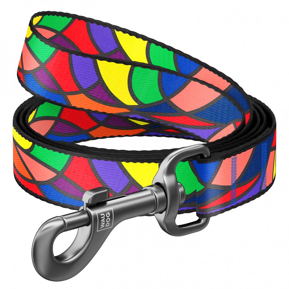 Поводок WAUDOG Nylon, рисунок "Витраж"  Разноцветый, нейлонXS (122 см)