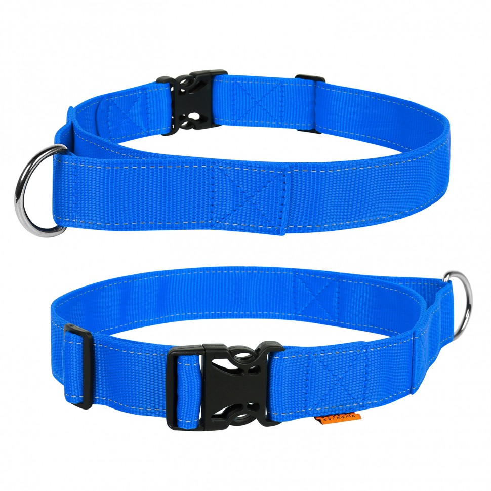 Ошейник DOG Extreme с ручкой, двойной нейлон синий, нейлон, Размер: XL (55-75 см)