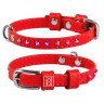 Ошейник WAUDOG Glamour с клеевыми стразами Красный, кожа, Размер: XS (18-21 см)