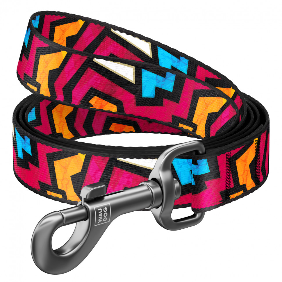 Поводок WAUDOG Nylon, рисунок "Граффити"  Разноцветный, Нейлон (122 см)