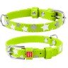 Ошейник WAUDOG Glamour с узором "Звездочка" Салатовый, кожа, Размер: XS (19-25 см)