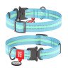 Ошейник WAUDOG Nylon с QR паспортом, светящийся, металлическая пряжка-фастекс  Голубой, Нейлон (31-49  см)