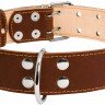 Ошейник двойной CoLLaR коричневый, кожа, Размер: XL (57-69 см)
