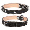 Ошейник двойной CoLLaR  с украшением черный, кожа, Размер: xs (27-35 см)
