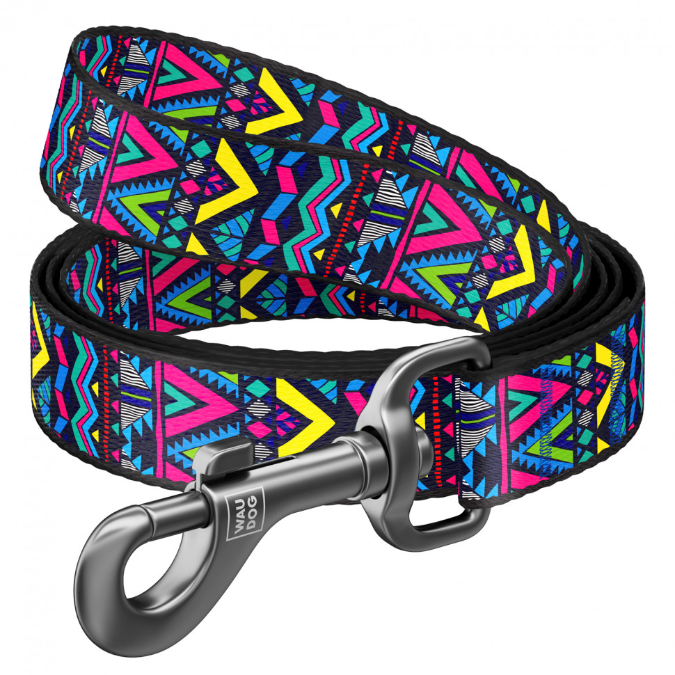 Поводок WAUDOG Nylon, рисунок "Инди"  Разноцветный, нейлонXS (122 см)