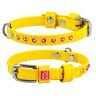 Ошейник WAUDOG Glamour с клеевыми стразами Желтый, кожа, Размер: XS (18-21 см)