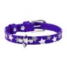 Ошейник WAUDOG Glamour с узором "Звездочка" Фиолетовый, кожа, Размер: XS (19-25 см)
