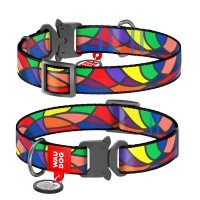 Ошейник WAUDOG Nylon с QR паспортом, рисунок "Витраж", металлическая пряжка-фастекс  Разноцветный, Нейлон (31-49 см)