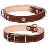Ошейник двойной CoLLaR  с украшением коричневый, кожа, Размер: s (32-40 см)