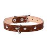 Ошейник двойной CoLLaR  с украшением коричневый, кожа, Размер: s (32-40 см)