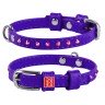Ошейник WAUDOG Glamour с клеевыми стразами Фиолетовый, кожа, Размер: XS (18-21 см)