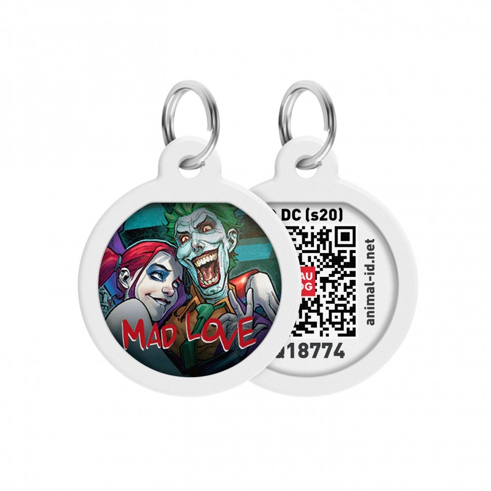 Адресник WAUDOG Smart ID с QR паспортом, премиум, рисунок "Сумасшедшая любовь"