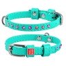 Ошейник WAUDOG Glamour с клеевыми стразами Ментоловый, кожа, Размер: XS (18-21 см)