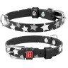 Ошейник WAUDOG Glamour с узором "Звездочка" Черный, кожа, Размер: XS (21-29 см)