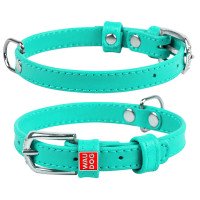 Ошейник WAUDOG Glamour без украшений  Ментоловый, кожа, Размер: XS (27-36 см)