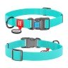 Ошейник WAUDOG Waterproof с QR паспортом, светящийся, пластиковая пряжка-фастекс ментоловый, COLLARTEX, Размер: M (31-49  см)