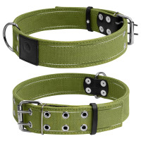 Ошейник двойной CoLLaR  х/б тесьма  зеленый, брезент, Размер: XL (56-71 см)
