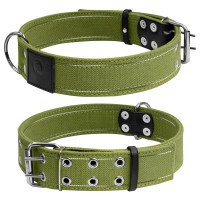 Ошейник двойной CoLLaR  х/б тесьма  зеленый, брезент, Размер: XL (56-71 см)