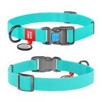 Ошейник WAUDOG Waterproof с QR паспортом, светящийся, пластиковая пряжка-фастекс ментоловый, COLLARTEX, Размер: L (35-58  см)