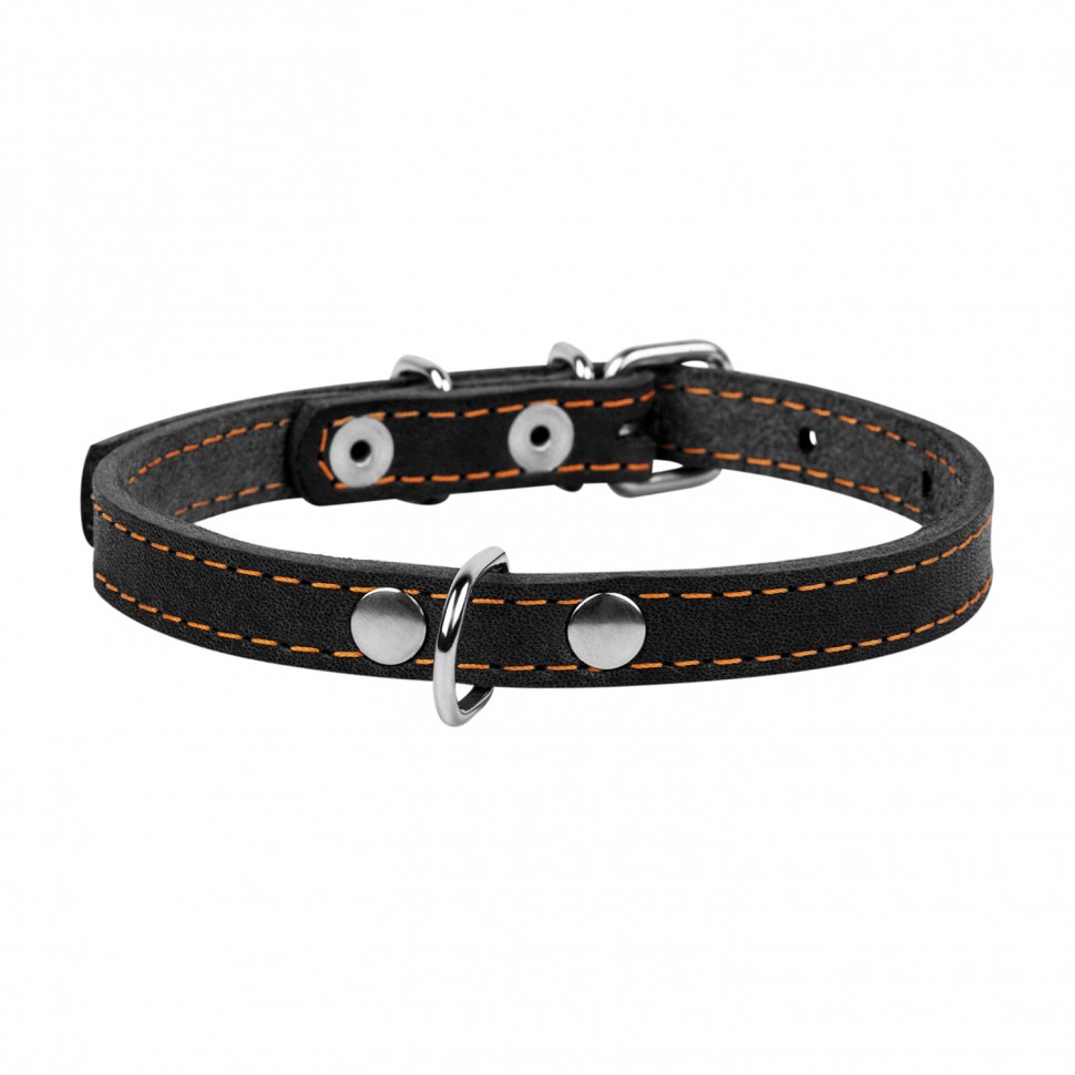 Ошейник одинарный CoLLaR черный, кожа, Размер: xs (22-30 см)