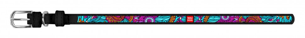 Ошейник WAUDOG Design, рисунок "Лето" Черный, кожа, Размер: XS (21-29 см)