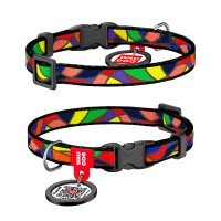 Ошейник WAUDOG Nylon с QR паспортом, рисунок "Витраж", пластиковый фастекс Разноцветный, Нейлон, Размер: XS (20-30 см)