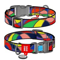 Ошейник WAUDOG Nylon с QR паспортом, рисунок "Витраж", пластиковый фастекс Разноцветый, Нейлон, Размер: XS (23-35 см)