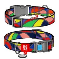 Ошейник WAUDOG Nylon с QR паспортом, рисунок "Витраж", пластиковый фастекс Разноцветый, Нейлон, Размер: XS (23-35 см)