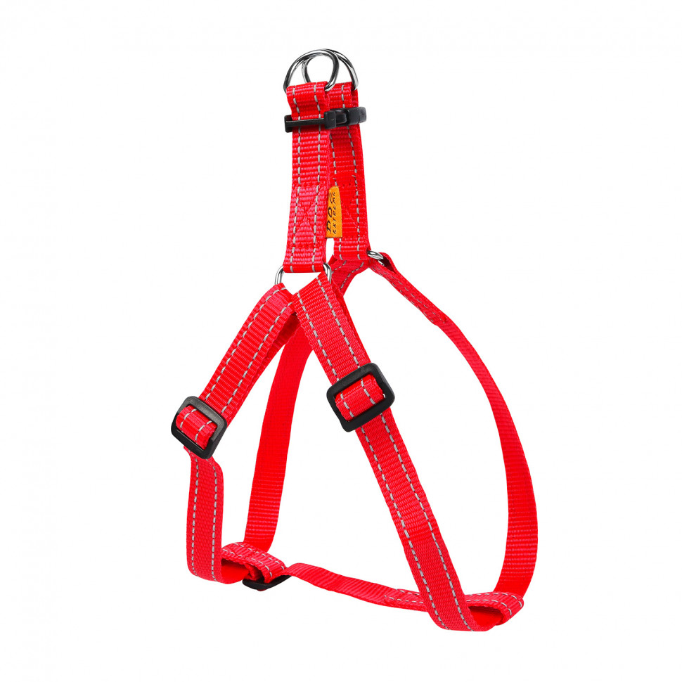 Шлея DOG Extreme, регулируемая длина красный, нейлон, Обхват груди 36-39 см